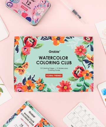 Floral-Themed Watercolor Coloring Club Box